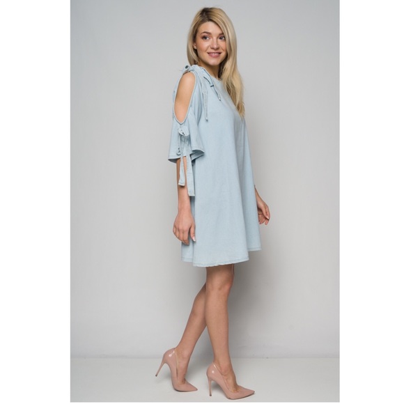 Dresses & Skirts - Light Denim Cold Shoulder Dress